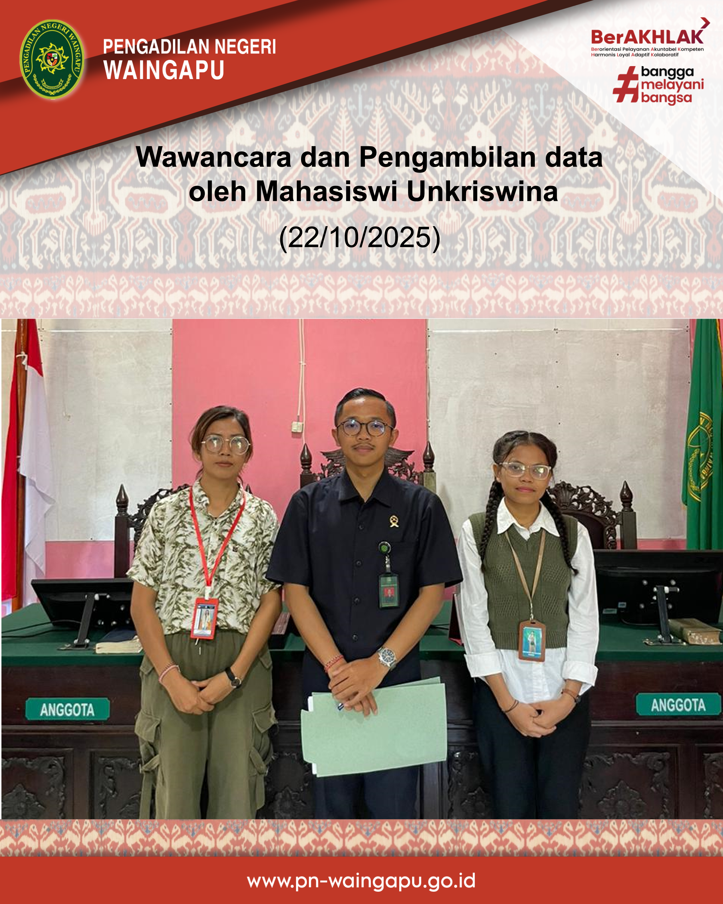 Wawancara dan Pengambilan data oleh Mahasiswi Unkriswina