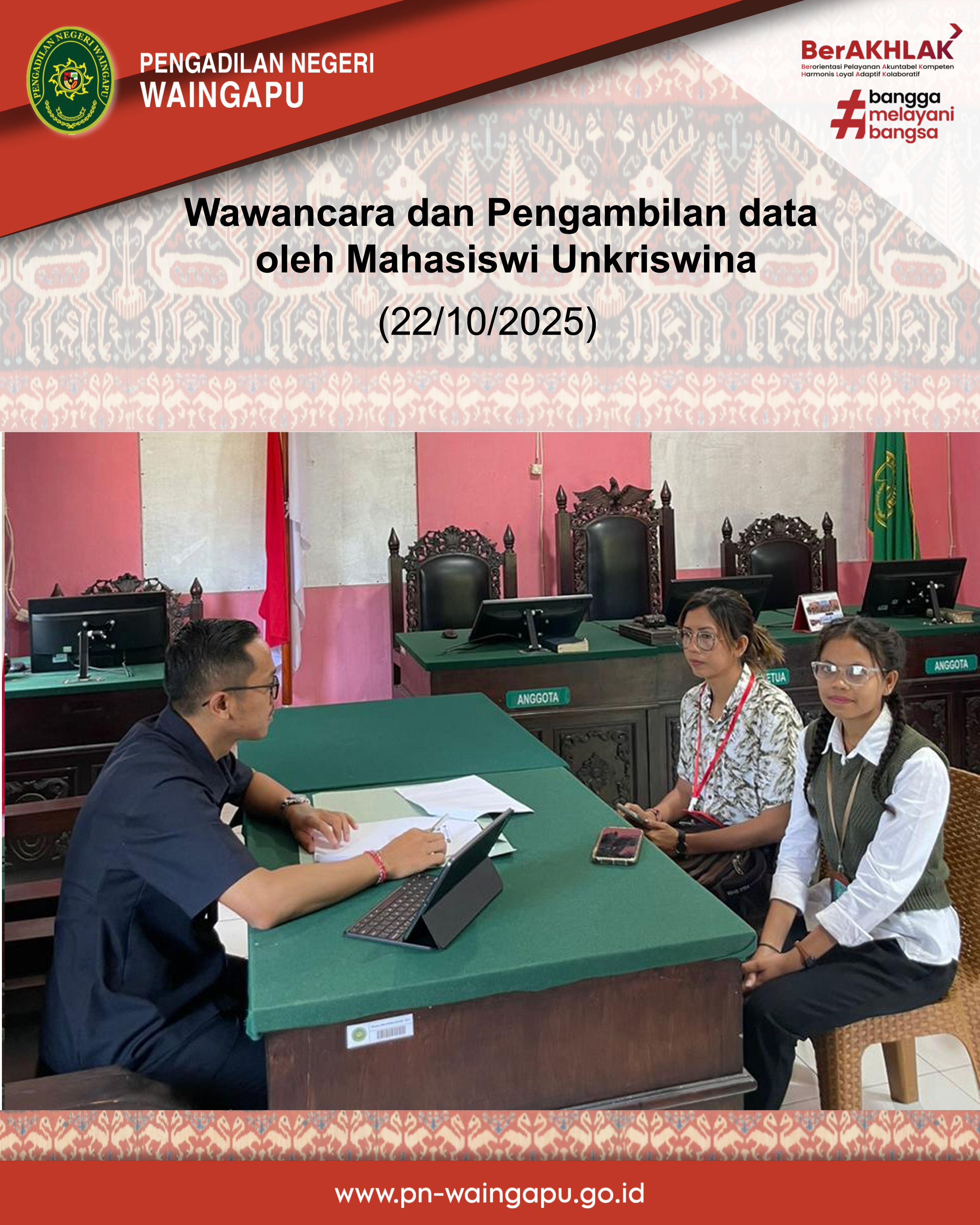 Wawancara dan Pengambilan data oleh Mahasiswi Unkriswina 01